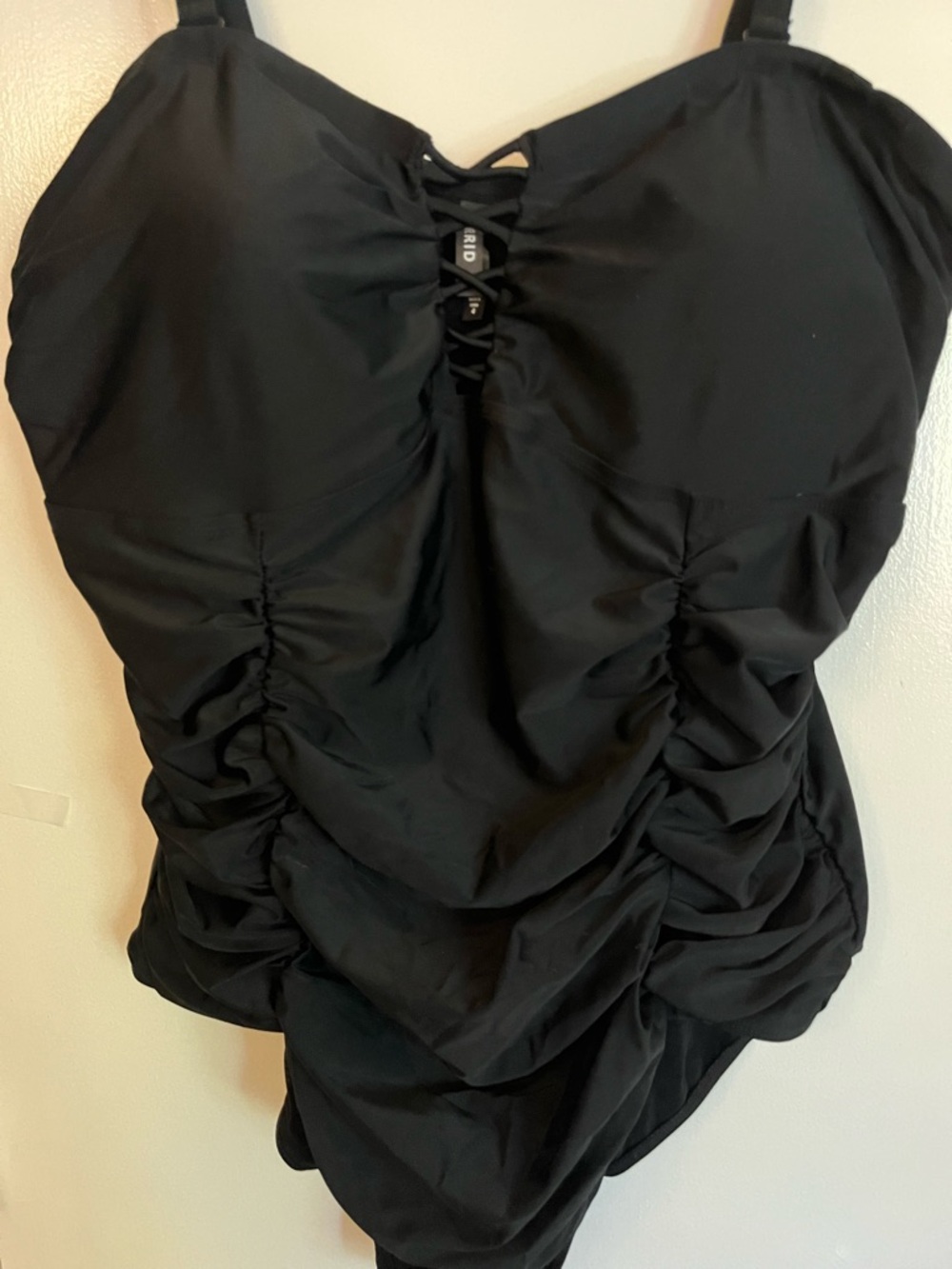 Torrid Sz 4X Black Ruched Slim Fix One Piece Swimsuit